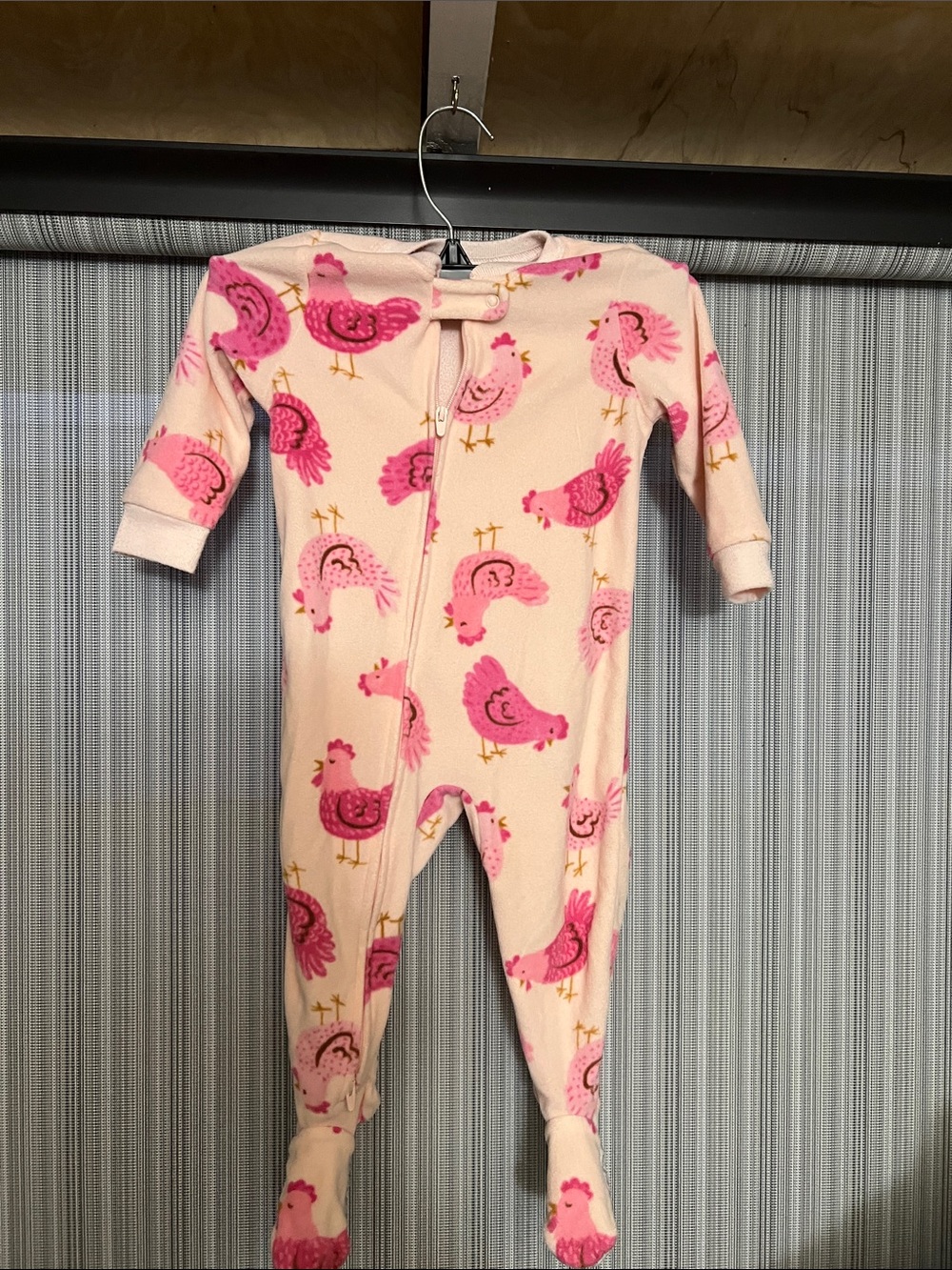 Carter's Pink Chicken Print Fleece Footed One-Piece